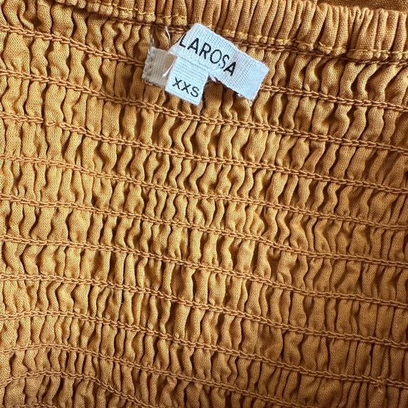 TULAROSE Golden Mustard Yellow Smocked Ruffle Mini Dress SIZE XXS - Picture 2 of 2